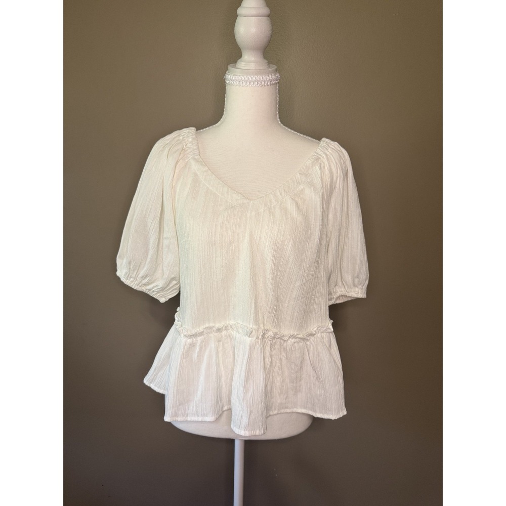 Women's White BOHO Style Top Size XS